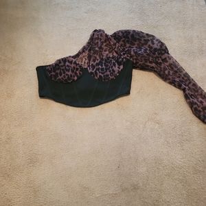 NWT black leopard plus size Bustier Top